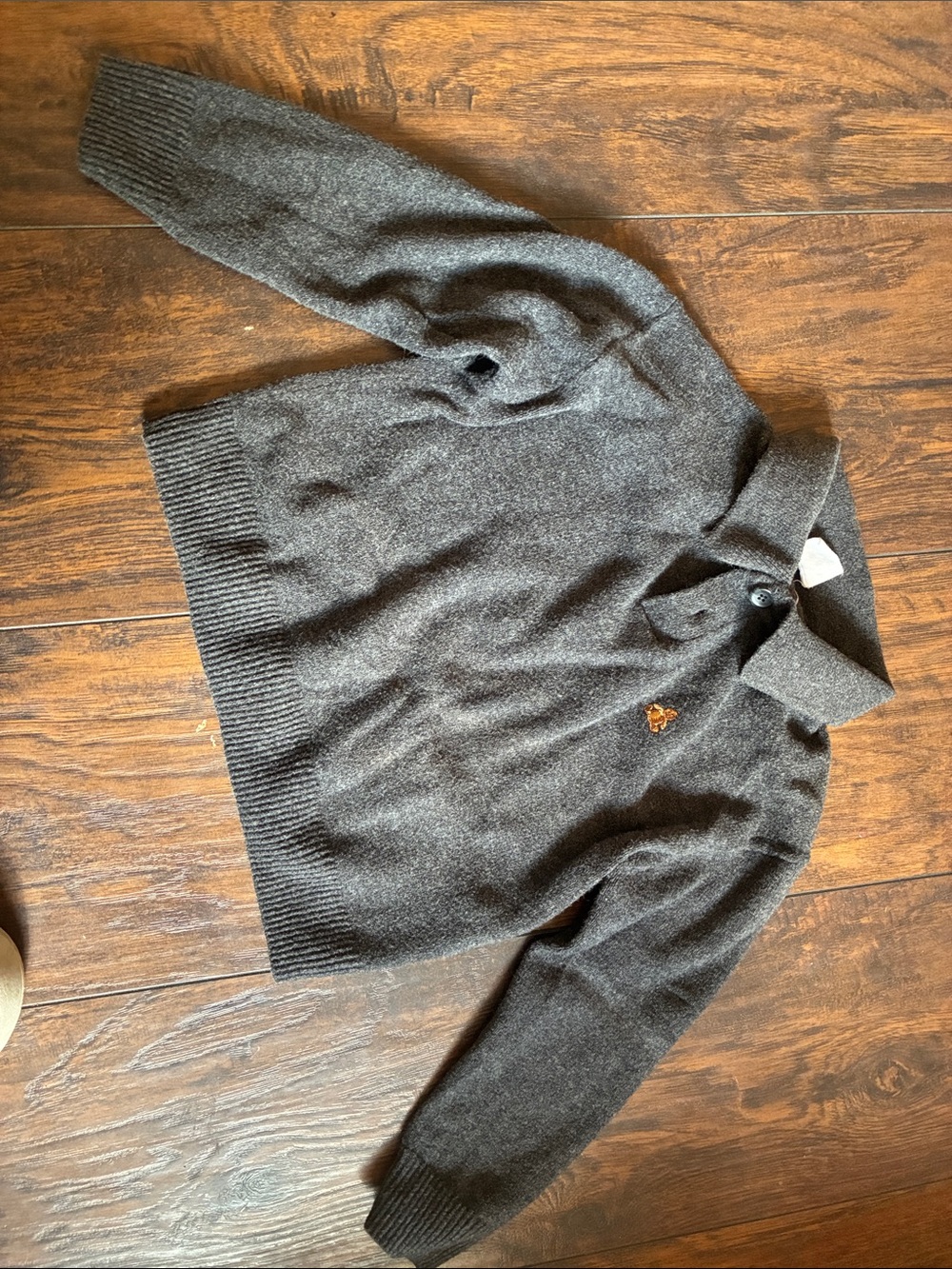 GAP Men's Charcoal V-Neck Polo Sweater